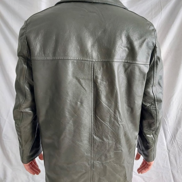 Vintage Olive Green Leather Jacket - Picture 3 of 6